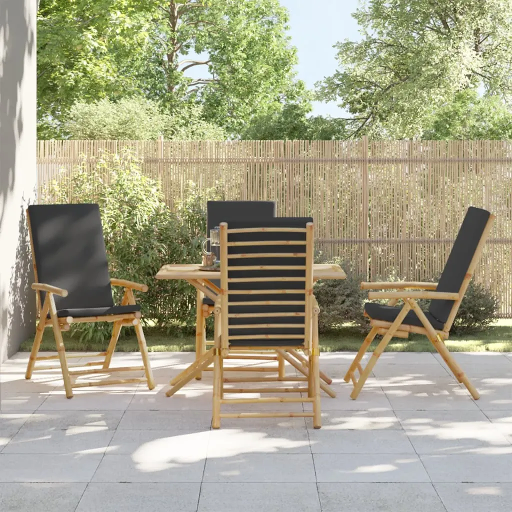 Folding Bistro Chairs with Cushions Armchair Outdoor Furniture Bamboo
