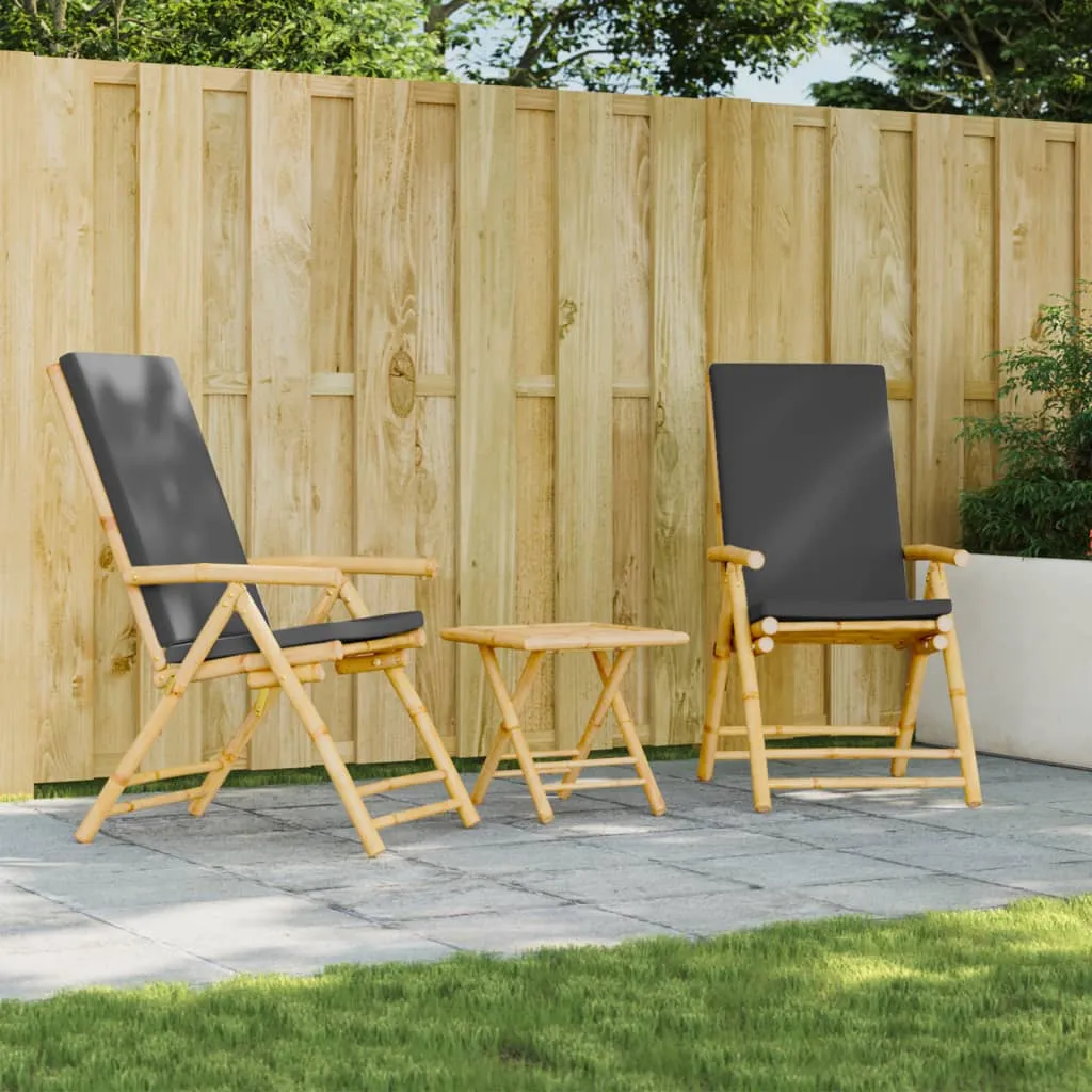 Folding Bistro Chairs with Cushions Armchair Outdoor Furniture Bamboo