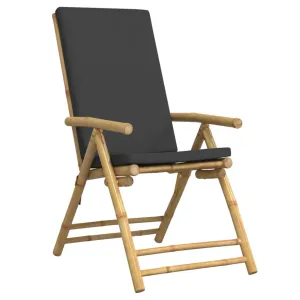 Folding Bistro Chairs with Cushions Armchair Outdoor Furniture Bamboo