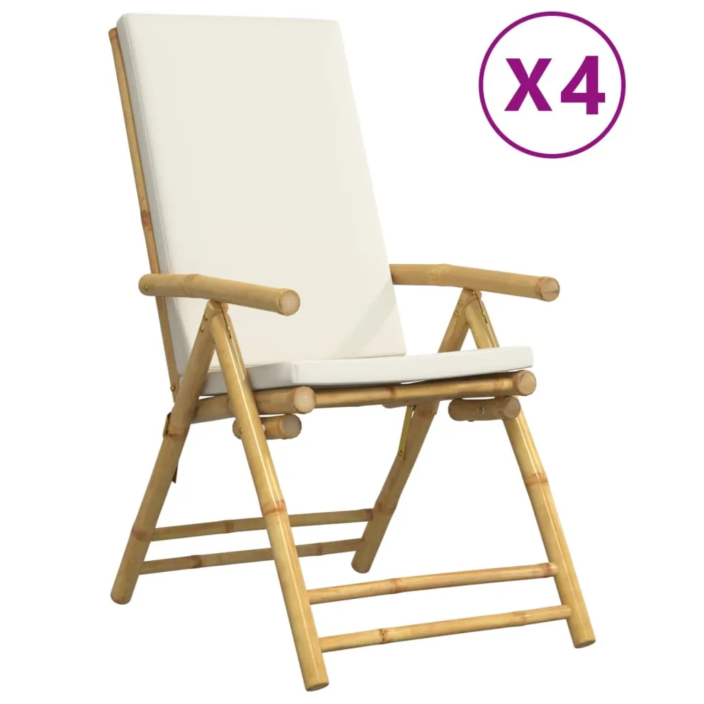 Folding Bistro Chairs with Cushions Armchair Outdoor Furniture Bamboo
