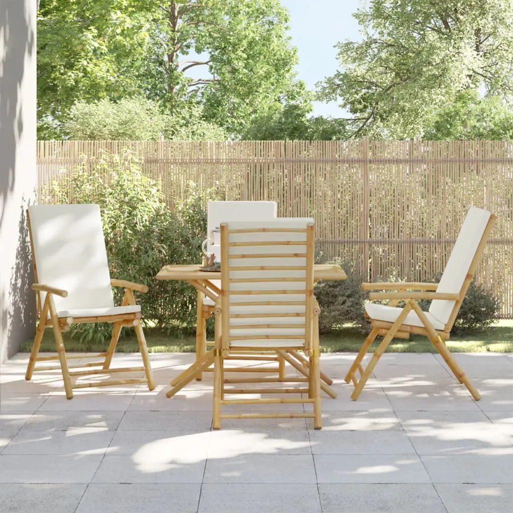 Folding Bistro Chairs with Cushions Armchair Outdoor Furniture Bamboo