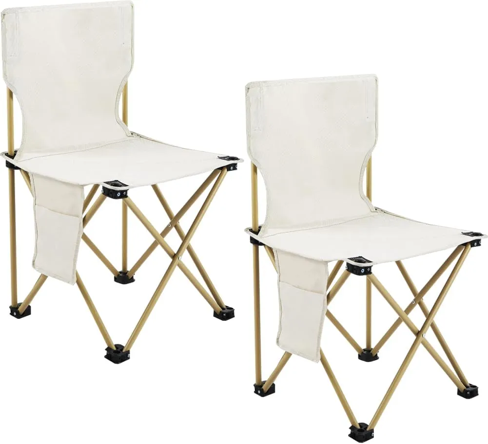 Folding Camping Chair for Adult Lightweight Portable Outside Beach Chair White 2 Pack