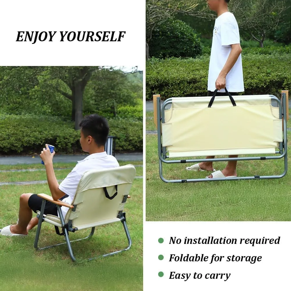 Folding Camping Chairs for Adults with Seat Cushion for Outdoor Camp with Portable Carrying Handle Support 300lbs for Beach, Travel, Outside Camping, Hiking White