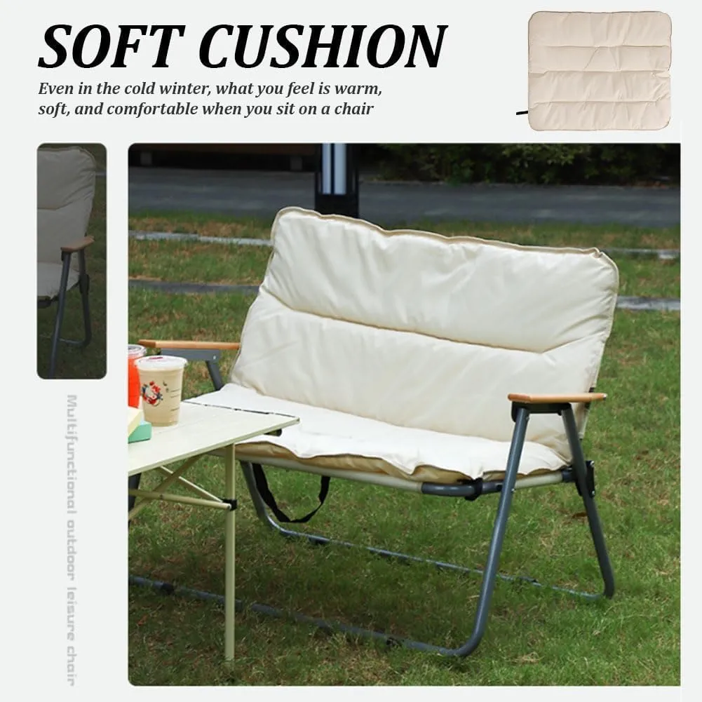Folding Camping Chairs for Adults with Seat Cushion for Outdoor Camp with Portable Carrying Handle Support 300lbs for Beach, Travel, Outside Camping, Hiking White