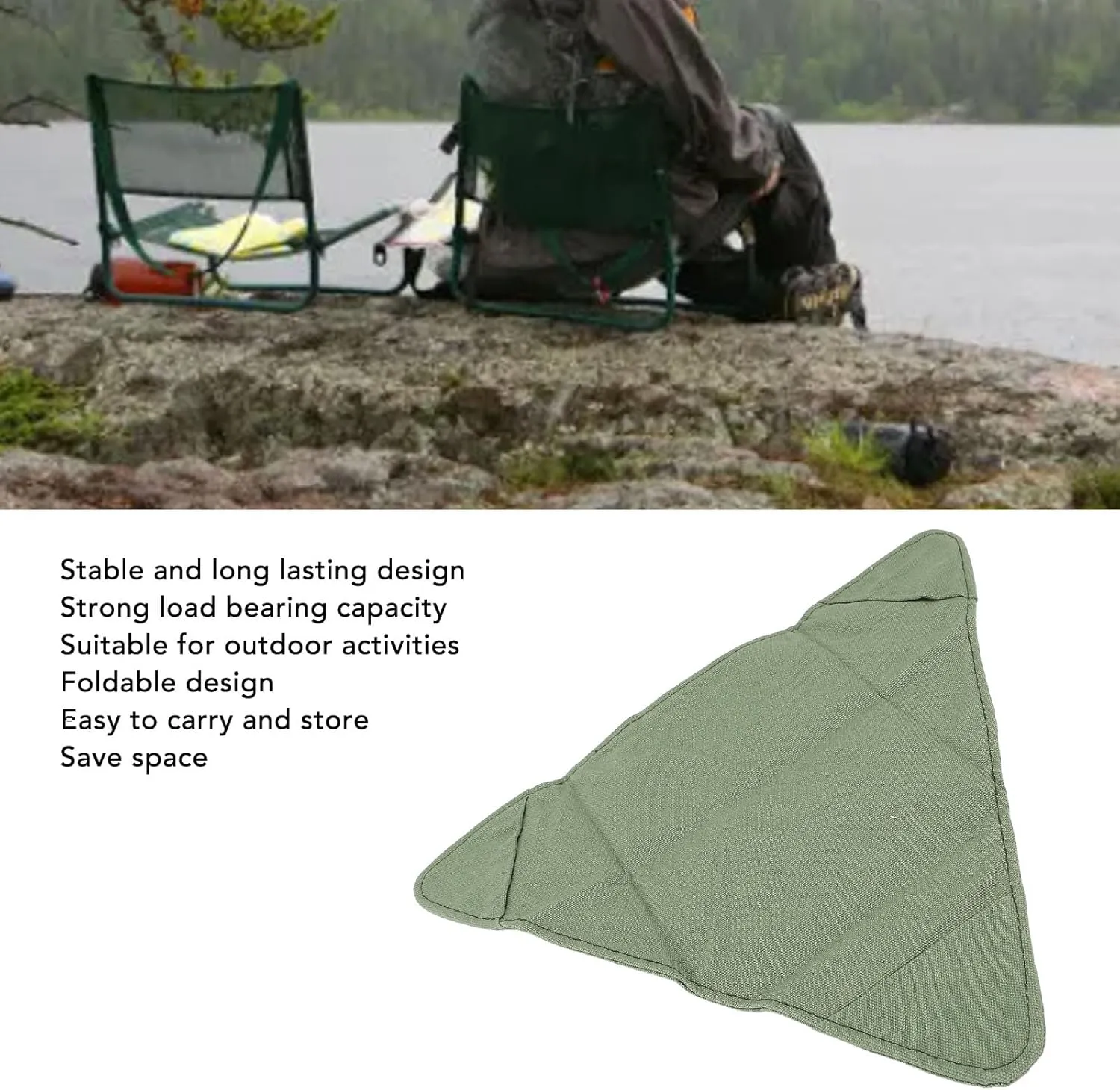 Folding Camping Stool Cloth, Portable Lightweight Tripod Chair for Fishing Hiking Outdoor Activities, Camping Tripod Stool Cloth Save Space for Camping Gear (OD Green)