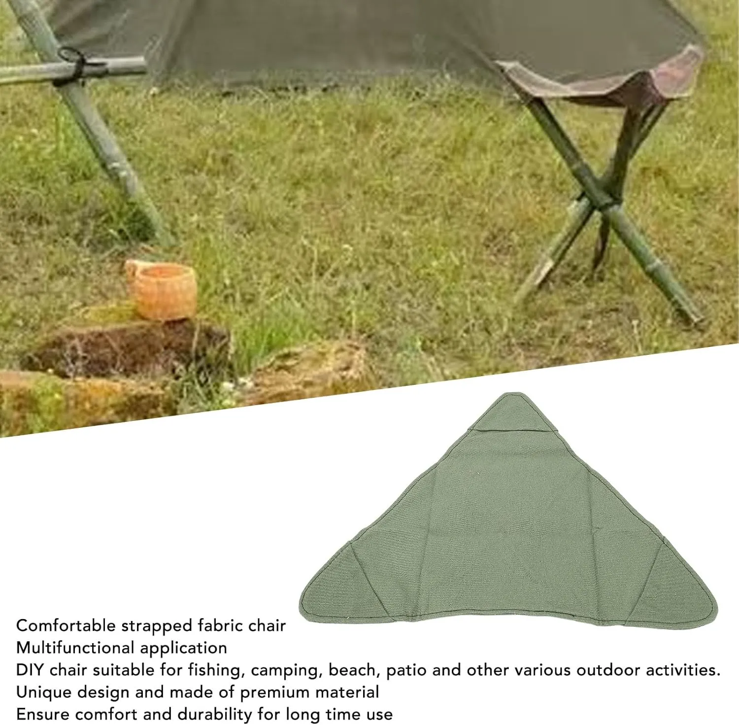 Folding Camping Stool Cloth, Portable Lightweight Tripod Chair for Fishing Hiking Outdoor Activities, Camping Tripod Stool Cloth Save Space for Camping Gear (OD Green)
