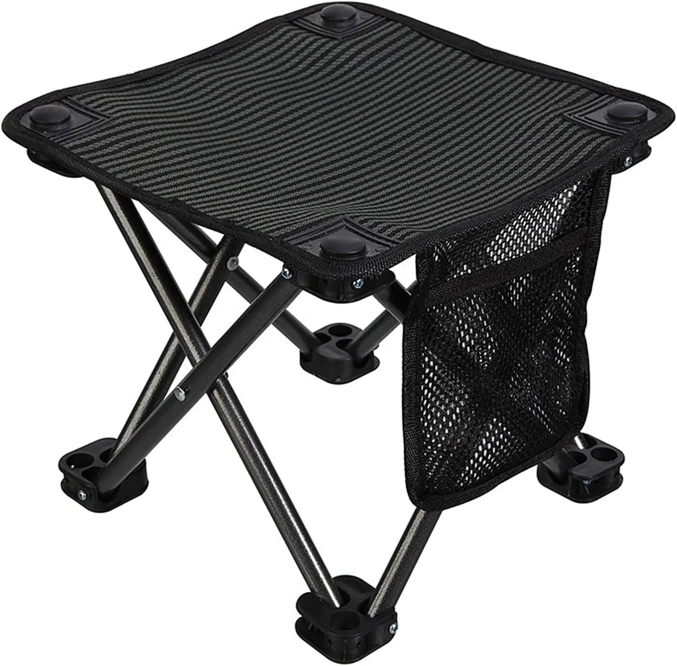 Folding Camping Stool Fishing Chair Portable Double Layer with Mesh Side Pockets Outdoor for BBQ Hiking Gardening and BeachTravel Carry