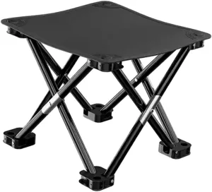 Folding Camping Stool Footstool Multipurpose with Side Pocket Small Foldable Chair for Park Outdoor Camping Travel Picnic, Black, 33cmx33cmx32cm