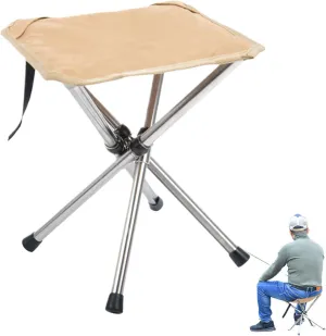 Folding Camping Stool, Portable Outdoor Chair, 27.5inch Stainless Steel Bracket, Compact Design, Lightweight Fishing Seat for Outdoor Gardening & Fishing Use