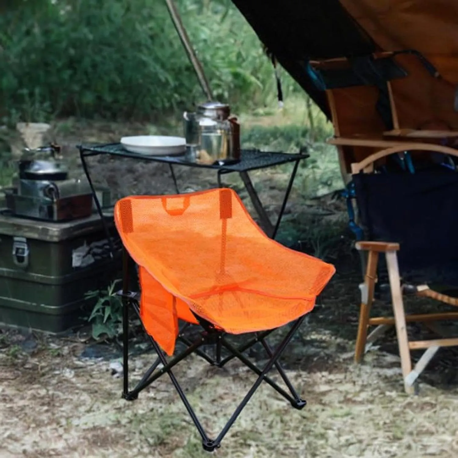 Folding Chair Camping Chair Folded Heavy Duty for Adults with Carrying Bag for Backpacking Travel Picnics Fishing Barbecue, Orange