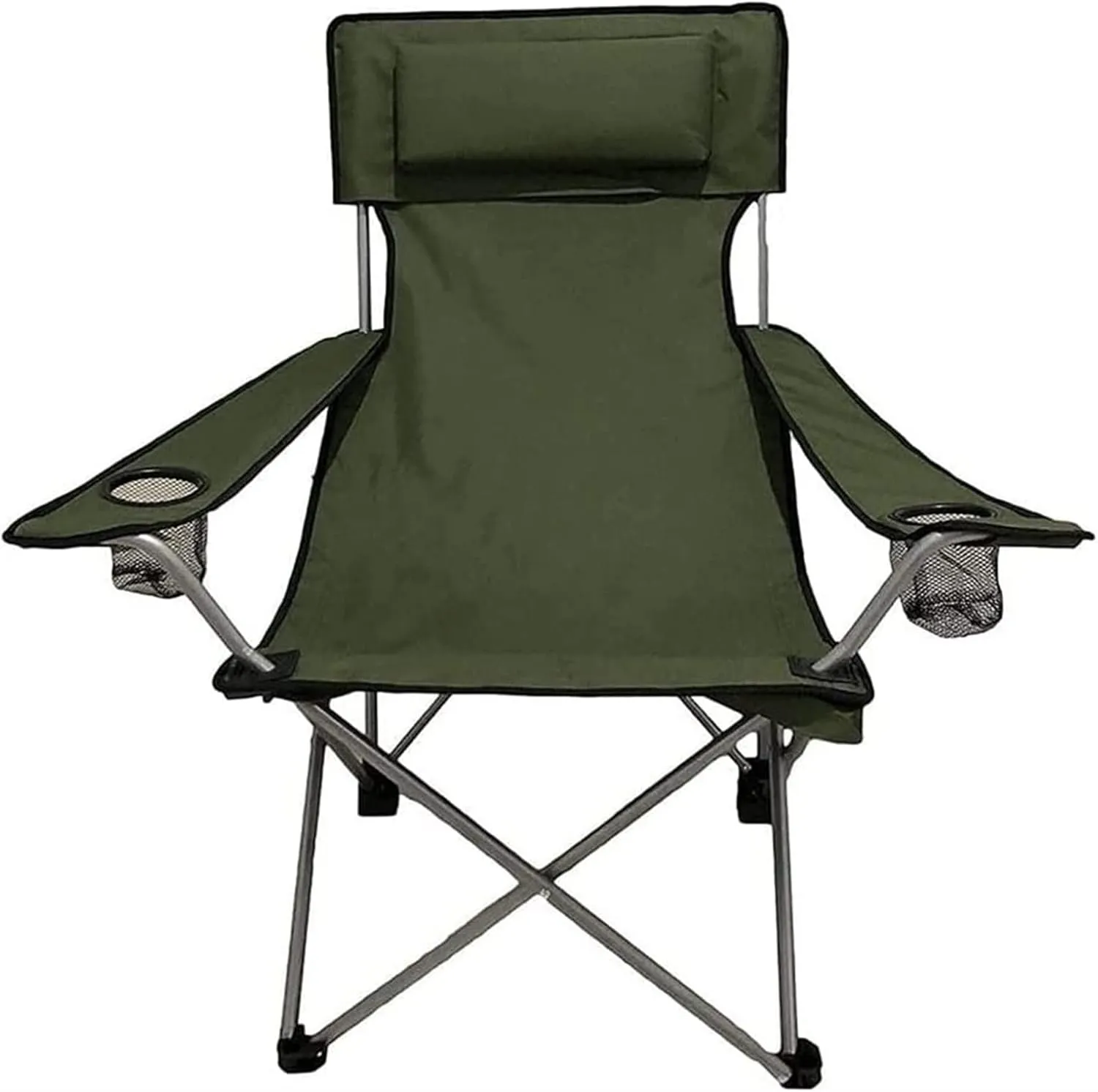 Folding Chair Lawn Chairs Folding Adjustable Camping Chairs Recliner for Outside Lightweight Camp Chair with Headrest & Cup Holders Outdoor Chair for Travel/Picnic