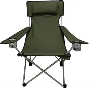 Folding Chair Lawn Chairs Folding Adjustable Camping Chairs Recliner for Outside Lightweight Camp Chair with Headrest & Cup Holders Outdoor Chair for Travel/Picnic