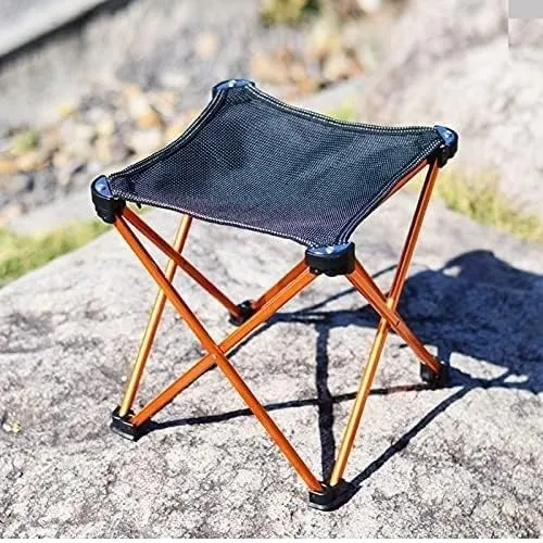 Folding Chairs Aluminum Alloy Ultralight Fishing Chair Foldable Portable Durable Camping Chair for Hiking Travel Outdoor Tools Portable Camping Chair(Orange)