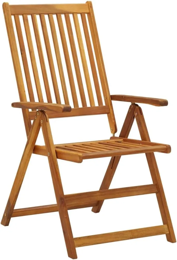 Folding Patio Chairs 3 pcs with Cushions Solid Acacia Wood Outdoor Dining Lounge Chairs Garden Furniture Adjustable Reclining Outdoor Chairs for Patio, Terrace, and Garden