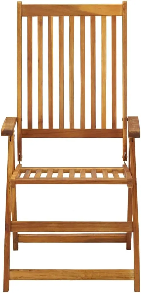 Folding Patio Chairs 3 pcs with Cushions Solid Acacia Wood Outdoor Dining Lounge Chairs Garden Furniture Adjustable Reclining Outdoor Chairs for Patio, Terrace, and Garden