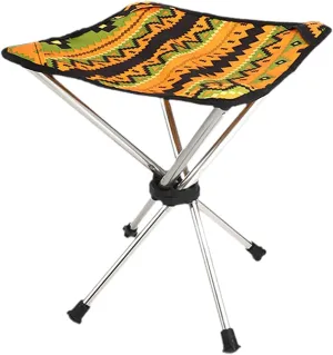 Folding Stool Camping Stool Lightweight Compact Fishing Chair Footrest Seat for Traveling Walking Hiking Patio Beach Fishing, Orange