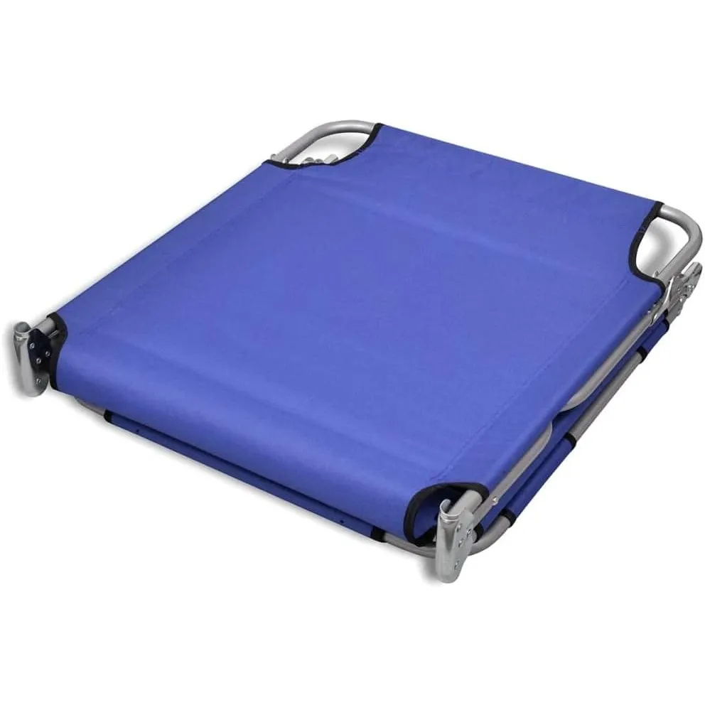 Folding Sun Lounger with Head Cushion and Adjustable Backrest Blue