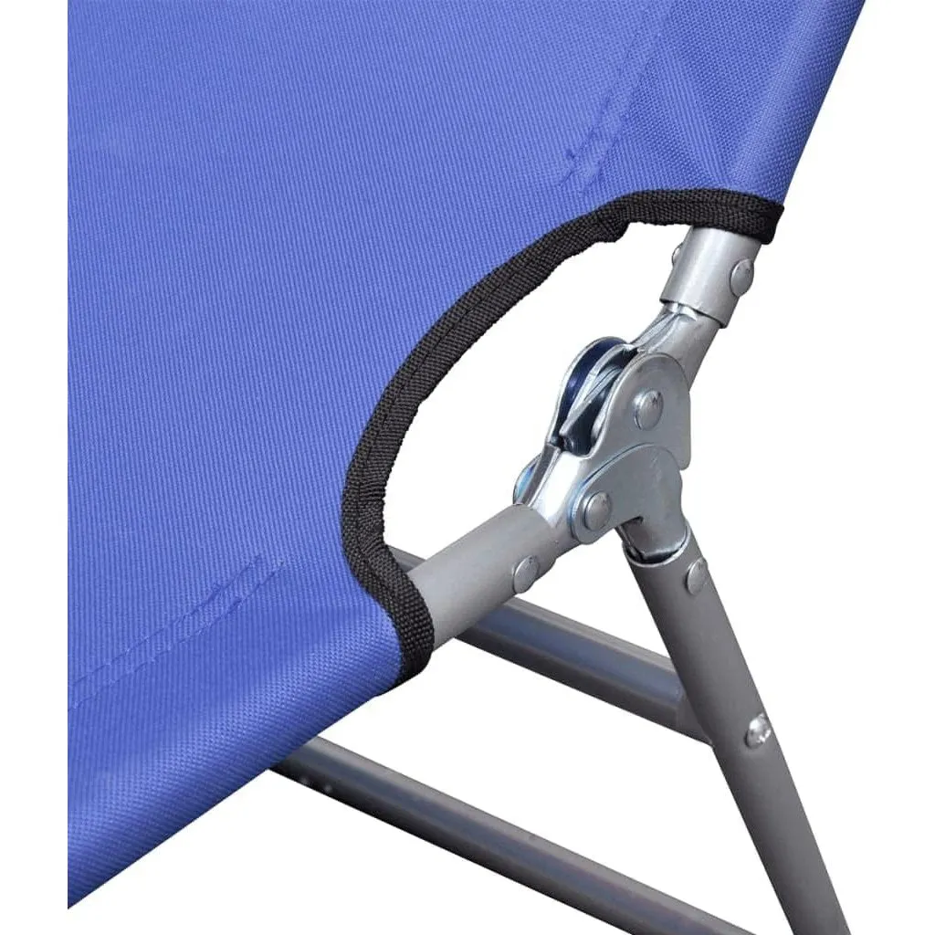 Folding Sun Lounger with Head Cushion and Adjustable Backrest Blue