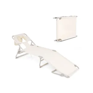 Folding Tanning Chair with Face and Arm Holes-Beige