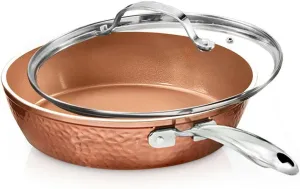 For Gotham Steel 12” Hammered Copper Titanium Ultra Nonstick Fry Pan with Lid