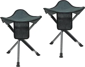 FUNDANGO 2 Packs Portable Tripod Folding Chair Camping Tripod Stool Backpacking Camp Stool Lightweight Hunting Stools Chair Seat Footstool for Fishing Travel with Carry Bag,14.9"x13.3"x15.7"
