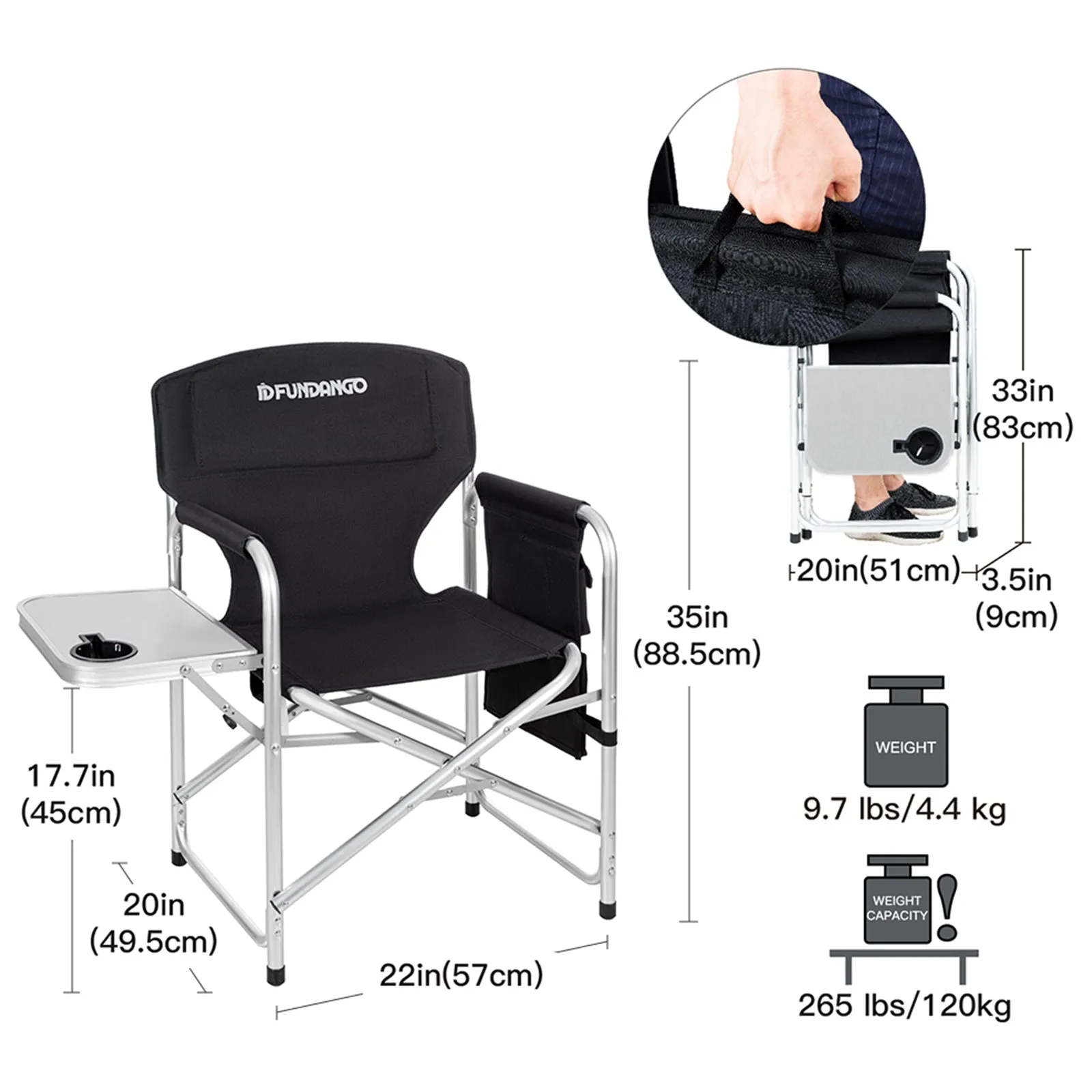 FUNDANGO Aluminum Director's Chair