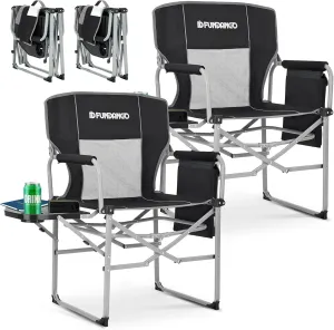 FUNDANGO Rocking Camping Chair for Adults, Oversized Portable Rocking Chair Outdoor Folding with Cooler and Side Pocket for Outside, Backyard, Patio, Lawn, Garden