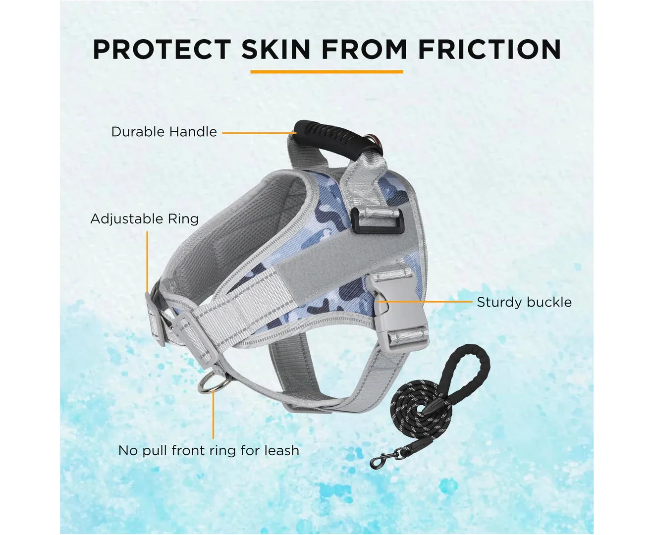 Furbulous No Pull Dog Harness Adjustable Pet Harness 1.5m