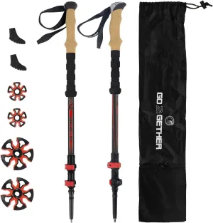 G2 Carbon Fiber Trekking Poles Telescopic/EVA Foam Grip/Foam Padded Wrist Strap/Auto-Adjustable Strap/Quick Flip Lock (Pack of 2 Poles)