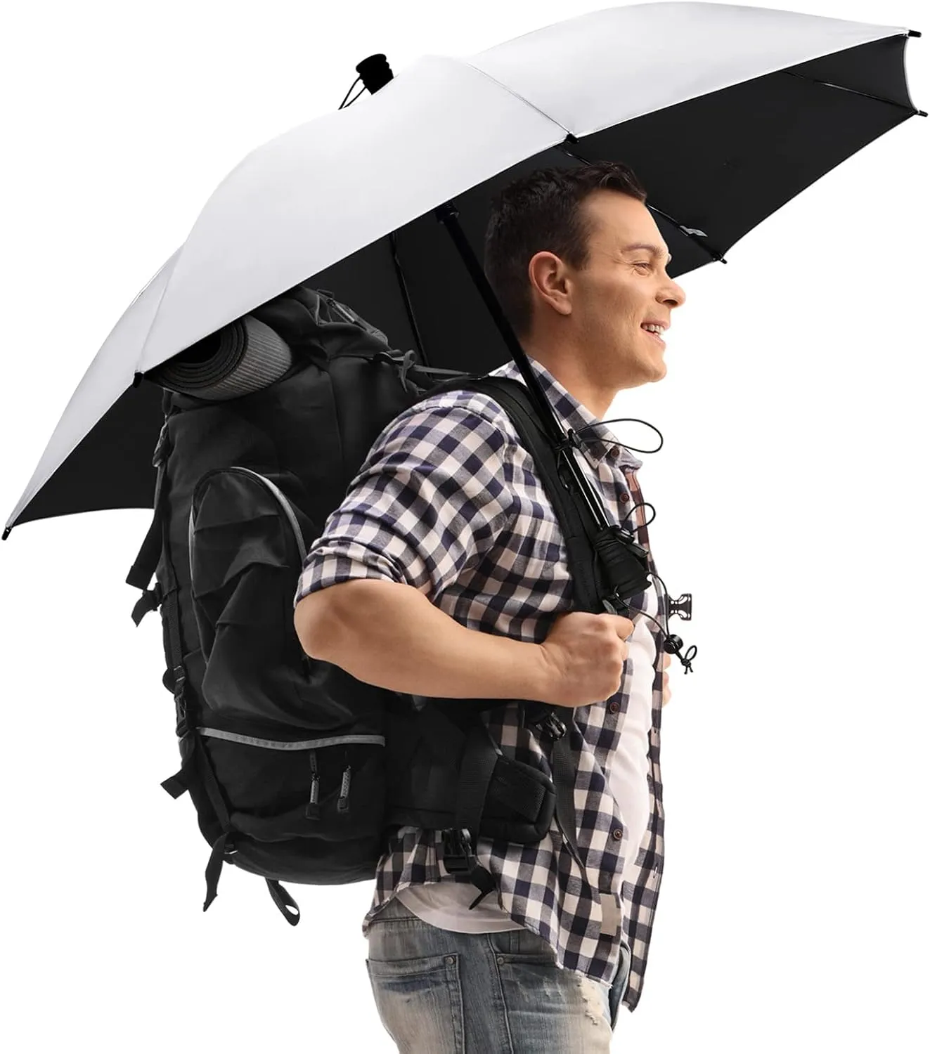G4Free 46 Inch Large Hiking Umbrella Ultralight UV Silver Reflective Full-size Trekking Backpacking Umbrella