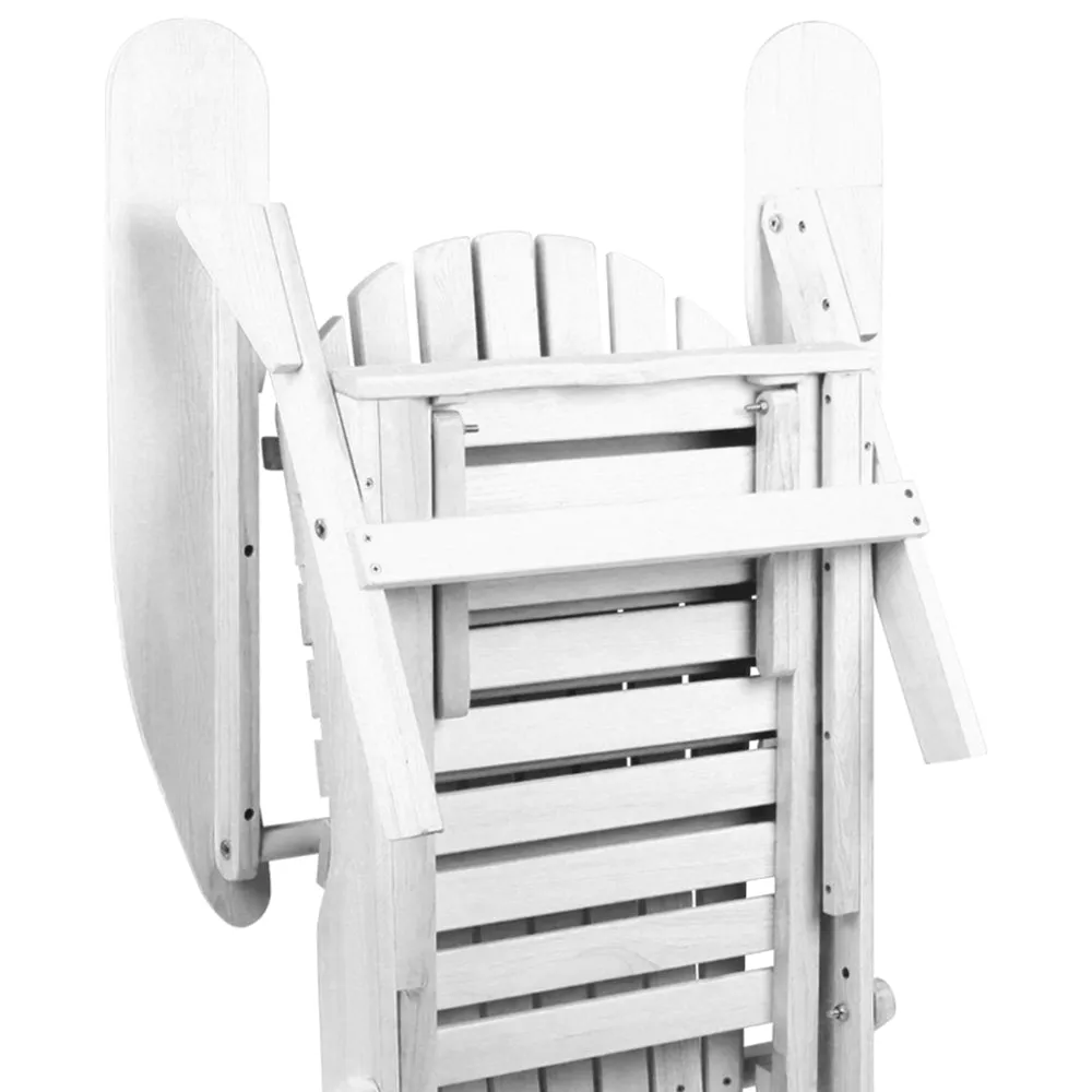 Gardeon Sun Lounge Outdoor Chairs Wooden Foldable Patio Furniture Adirondack White