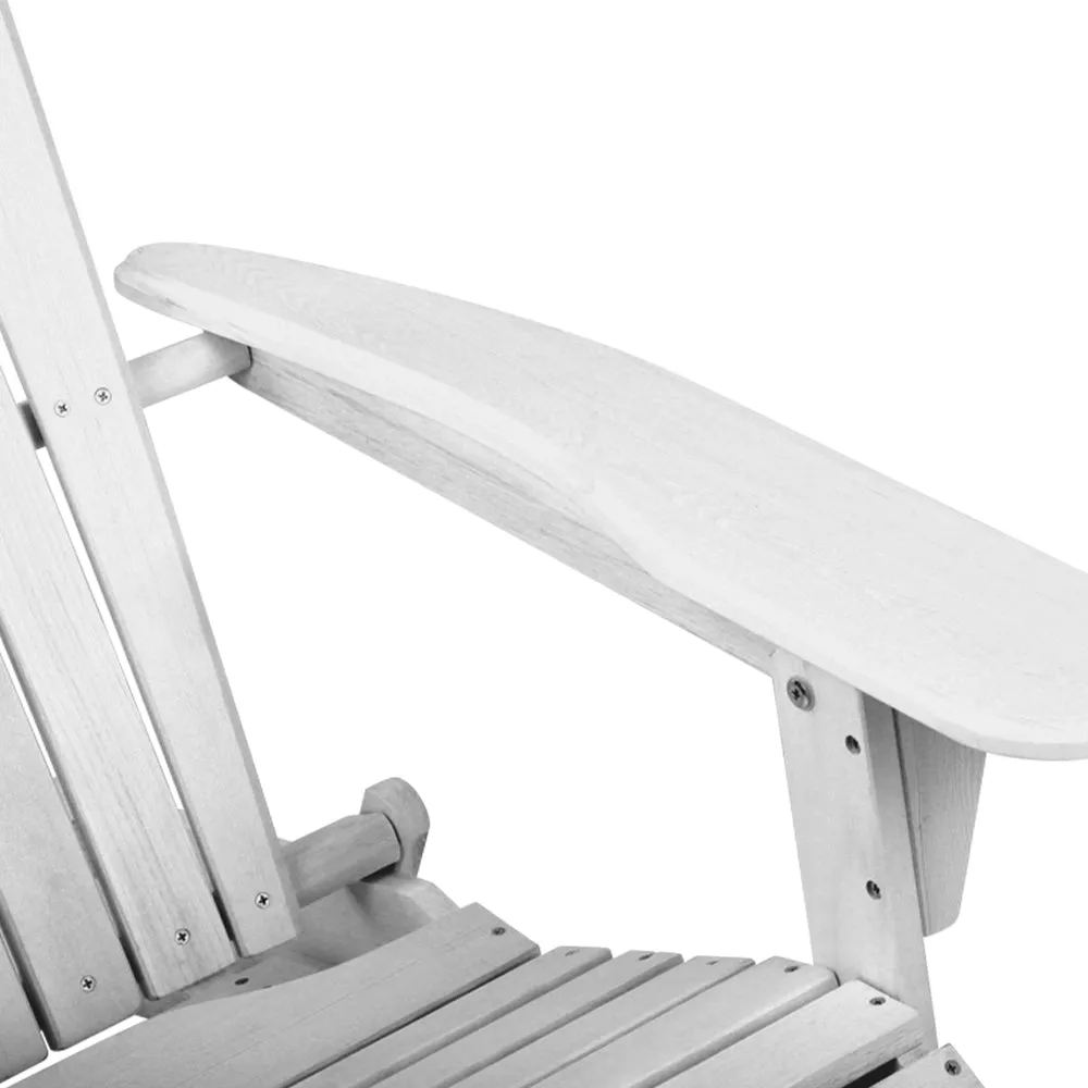 Gardeon Sun Lounge Outdoor Chairs Wooden Foldable Patio Furniture Adirondack White
