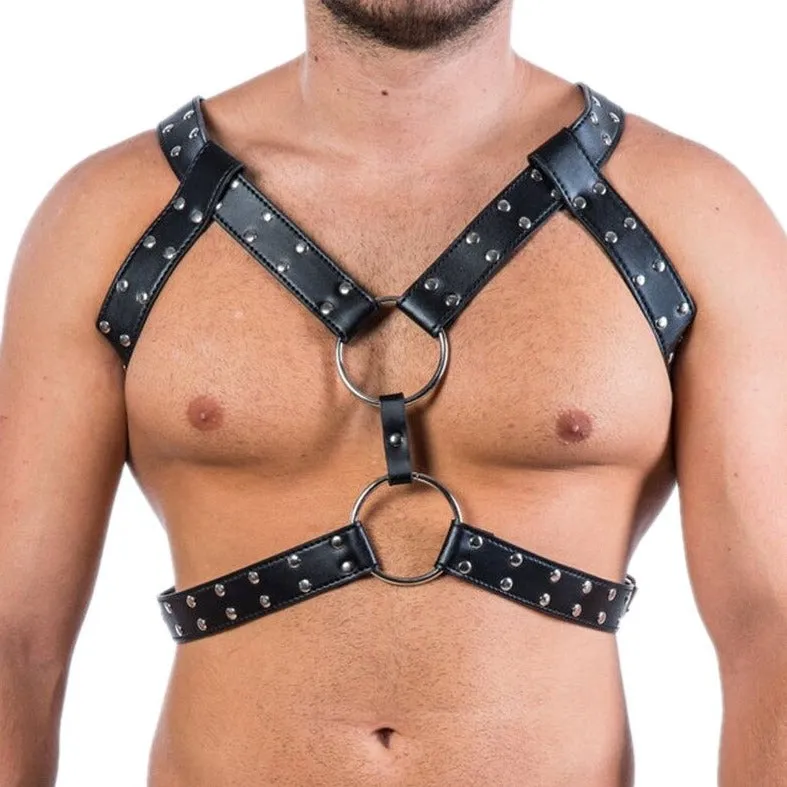 Gay Y-Studded Mens Leather Harness
