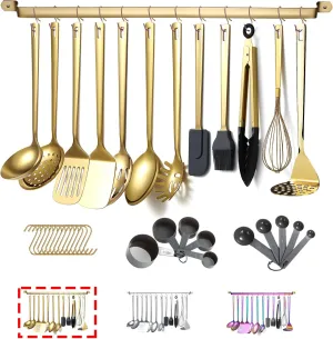 Gold Cooking Utensils Set, Kyraton Stainless Steel 37 Pieces Kitchen Utensils Set with Titanium Gold Plating, Kitchen Gadgets Tool Set with Utensils Racks Heat Resistant Dishwasher Safe