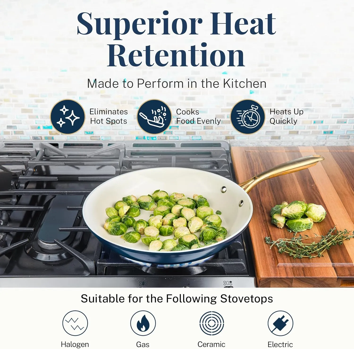 Gotham Steel 15 Pc Ceramic Pots and Pans Set Non Stick, Kitchen Cookware Sets, Pot and Pan Set, Ceramic Cookware Set, Non Toxic Cookware Set, Non Stick Pots and Pan Set, Dishwasher Safe - Navy