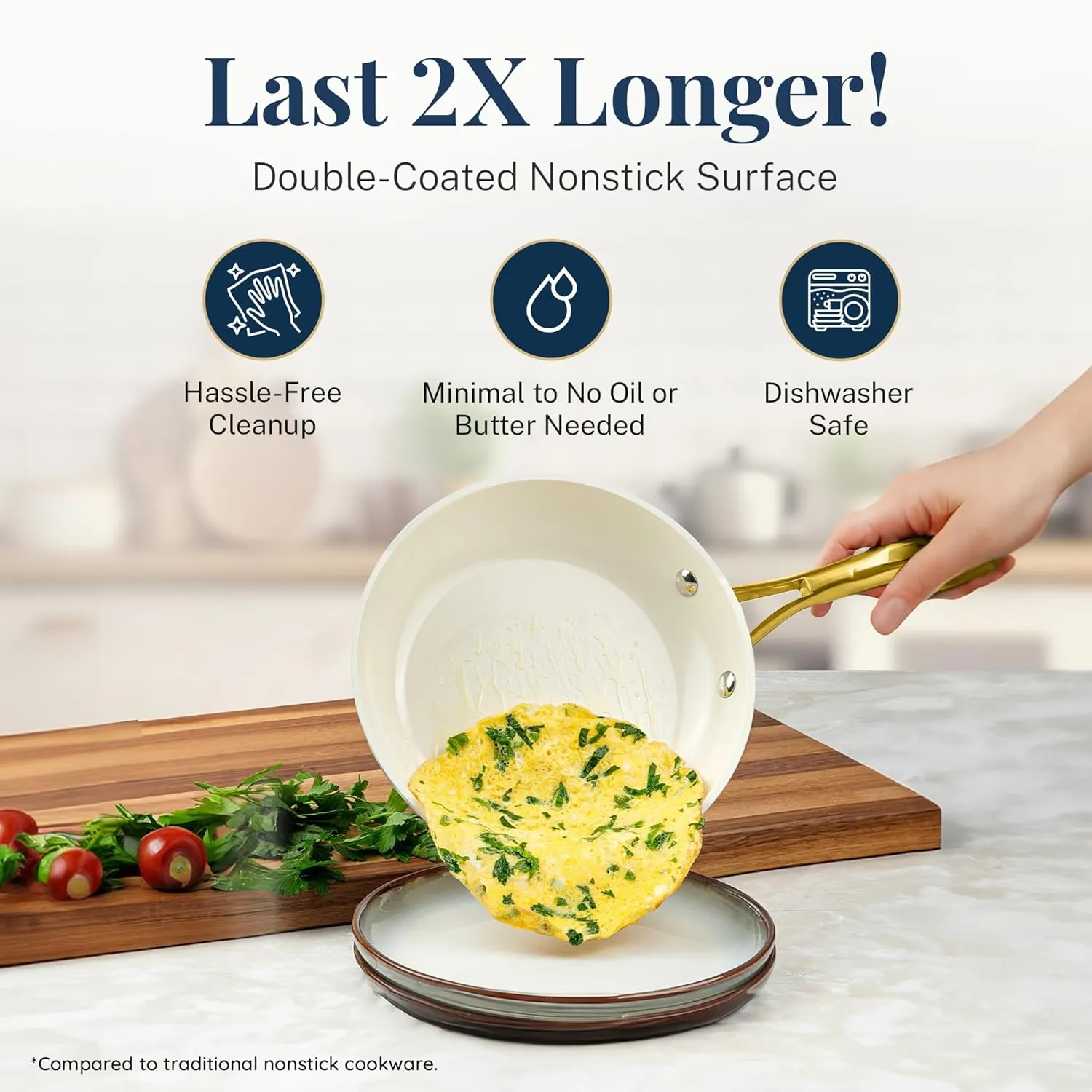 Gotham Steel 15 Pc Ceramic Pots and Pans Set Non Stick, Kitchen Cookware Sets, Pot and Pan Set, Ceramic Cookware Set, Non Toxic Cookware Set, Non Stick Pots and Pan Set, Dishwasher Safe - Navy