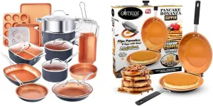 Gotham Steel 20 Pc Pots and Pans Set & Double Sided Pan