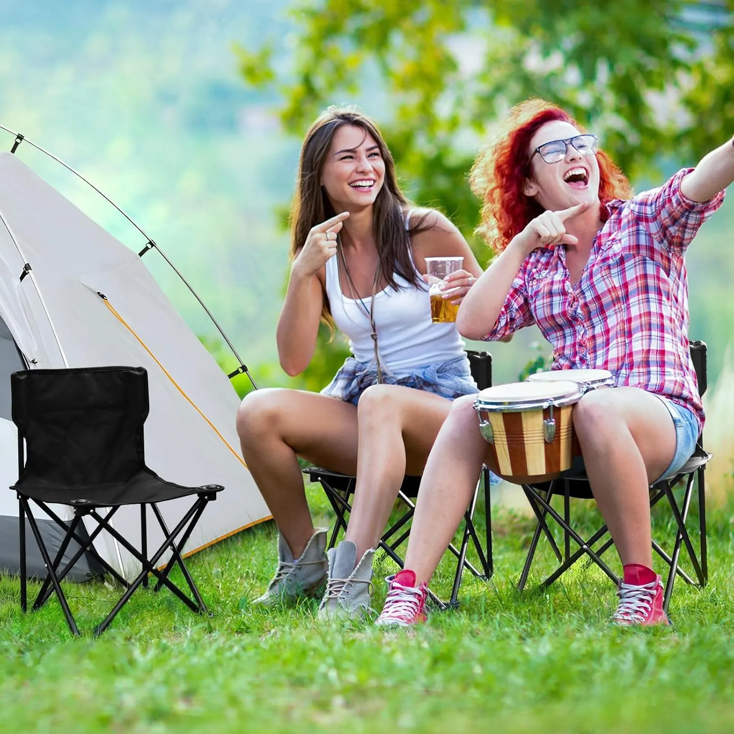 Gredecor Camping Chairs,Black Lightweight and Supportive Chairs and Lightweight Individuals - Compact, Durable, and Portable - Ideal for Camping, Hiking, Beach, and Picnics - Carry Bag