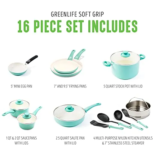 GreenLife Soft Grip Nonstick Cookware Set