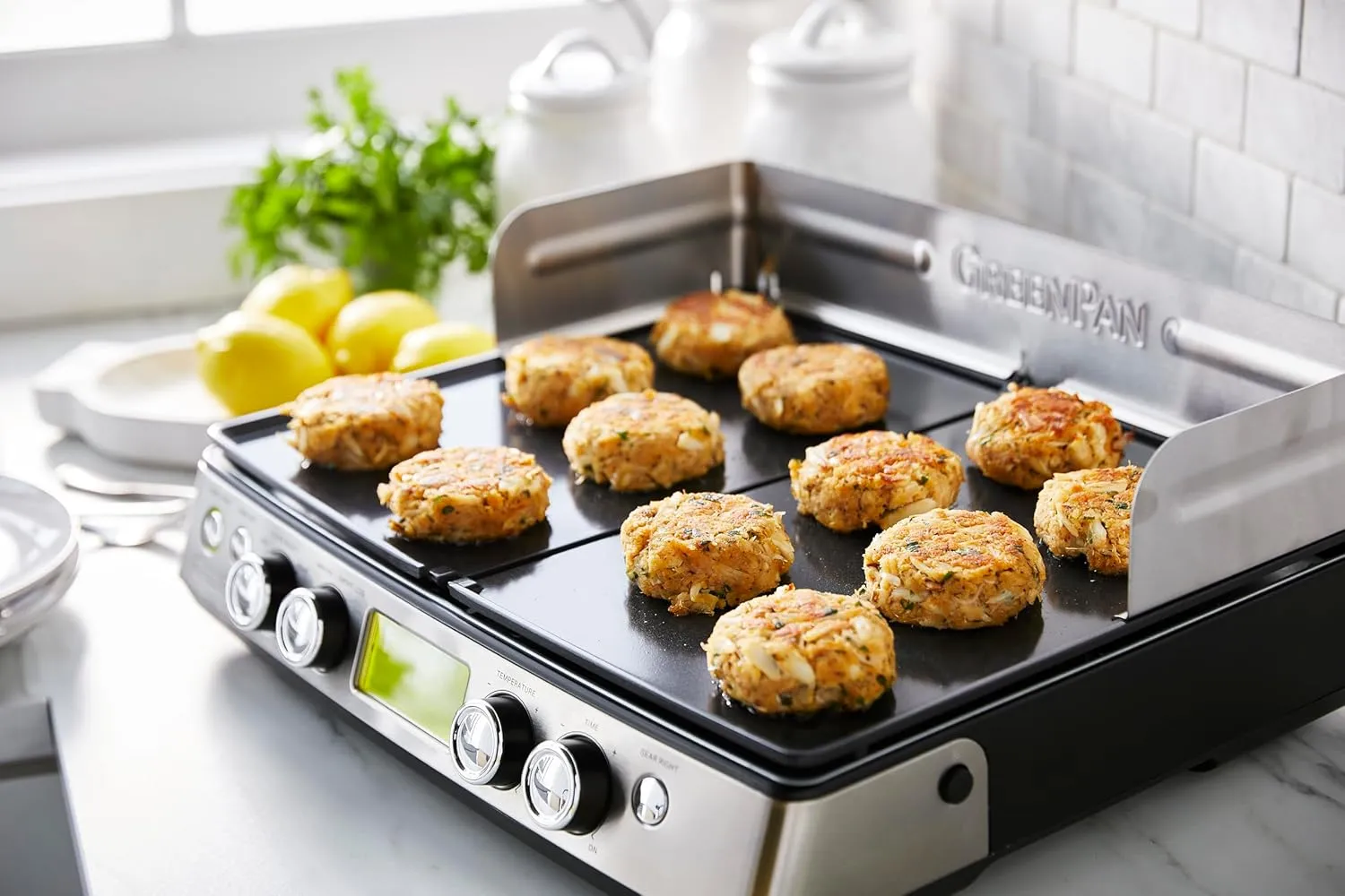 GreenPan Stainless Steel Elite XL Smoke-less Grill & Griddle, Healthy Ceramic Nonstick Interchangeable/Removeable Cast Aluminum Plates, Indoor BBQ Sear Sizzle, Splash Guard, Drip Tray, PFAS-Free