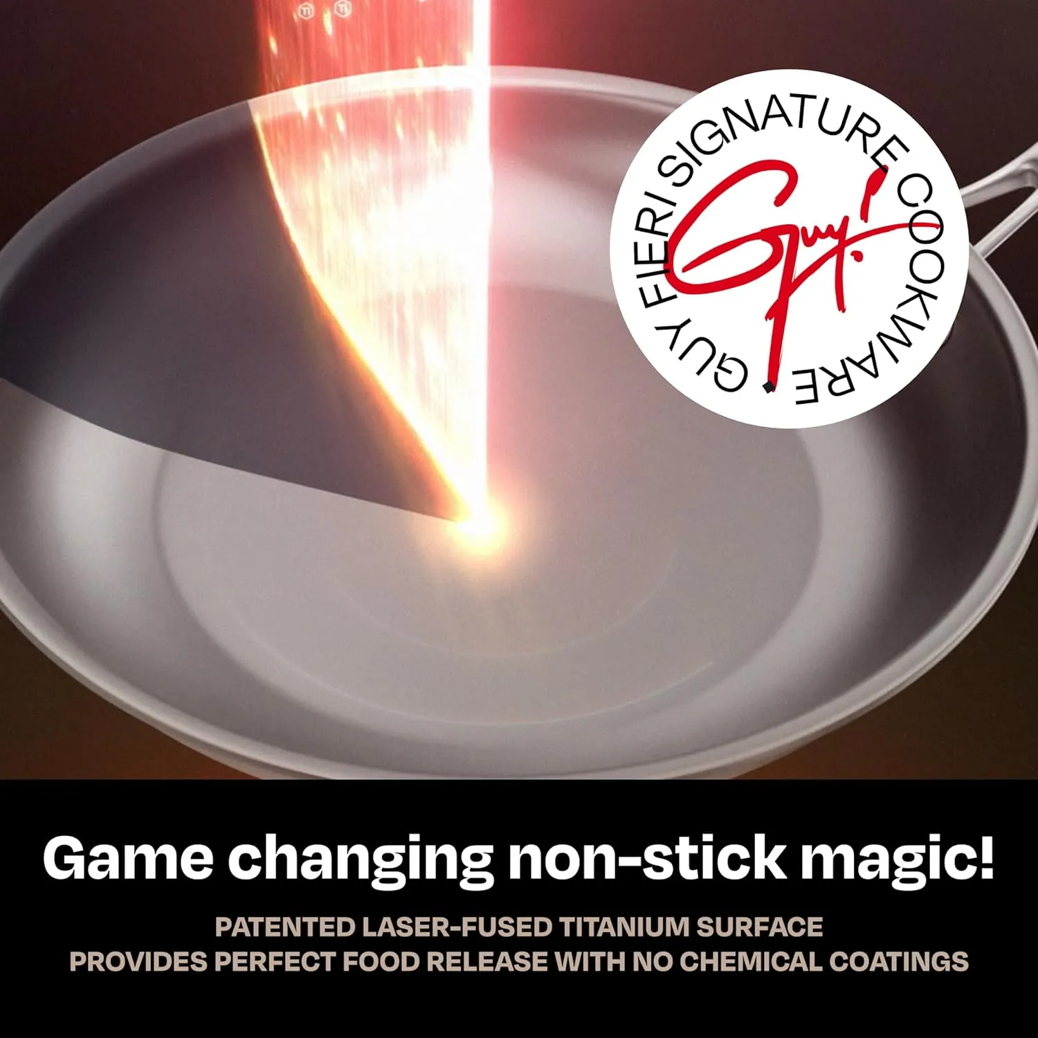 Guy Fieri's Flavortown Laser Titanium 8-Quart Stock Pot with Lid - Non-stick Cookware Without PFAS, PTFE, or PFOA, 3x More Durable, Dishwasher Safe, Oven Safe