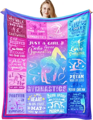 Gymnastics Blanket Gifts for Girls Soft Gymnastics Flannel Throw Blanket Gymnasts Lovers for Kids Birthday Gifts 50"X40"