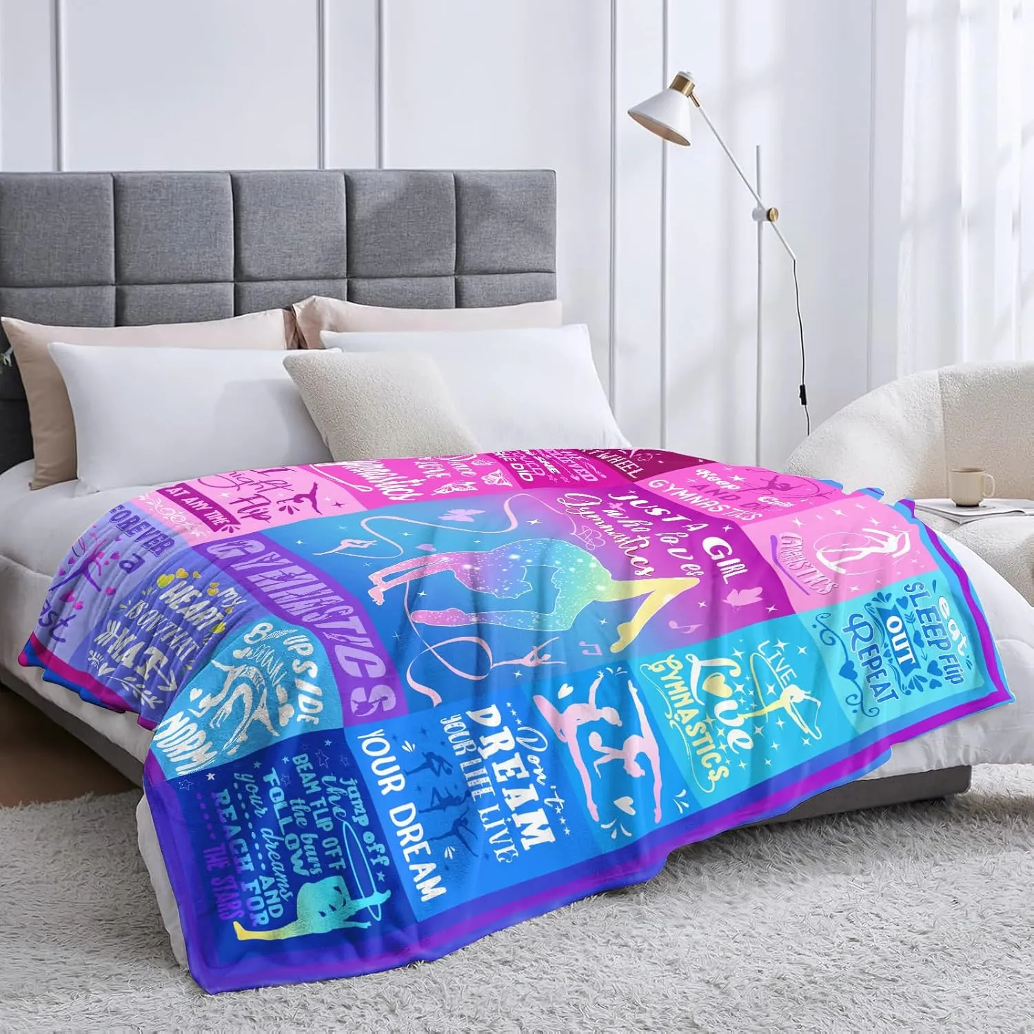 Gymnastics Blanket Gifts for Girls Soft Gymnastics Flannel Throw Blanket Gymnasts Lovers for Kids Birthday Gifts 50"X40"