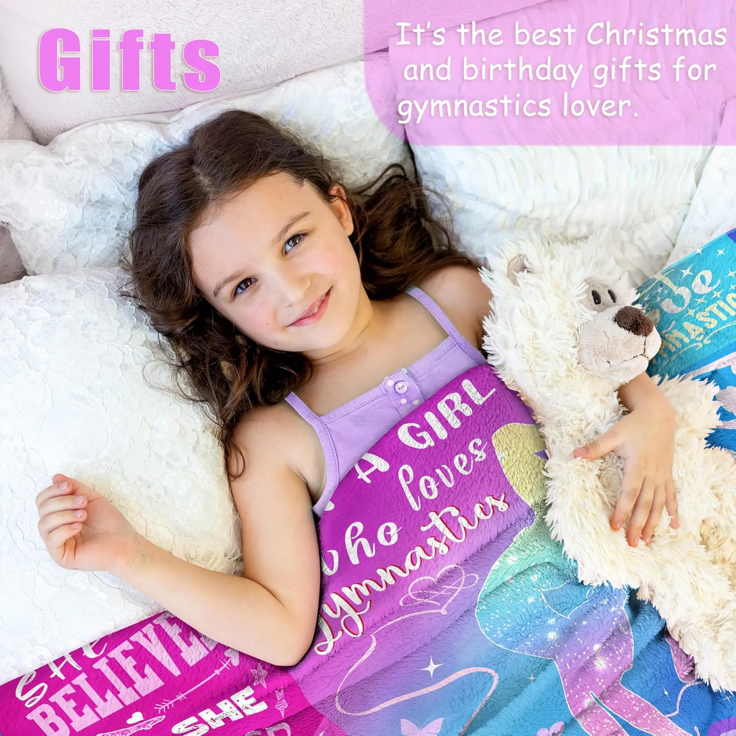 Gymnastics Blanket Gifts for Girls Soft Gymnastics Flannel Throw Blanket Gymnasts Lovers for Kids Birthday Gifts 50"X40"