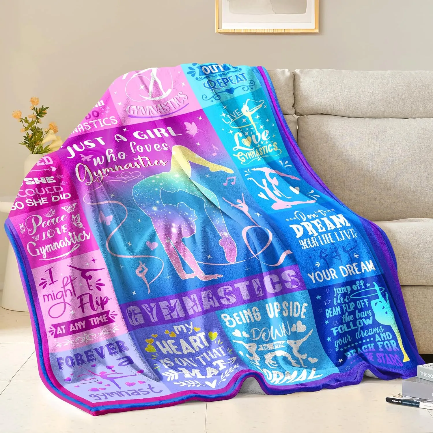 Gymnastics Blanket Gifts for Girls Soft Gymnastics Flannel Throw Blanket Gymnasts Lovers for Kids Birthday Gifts 50"X40"