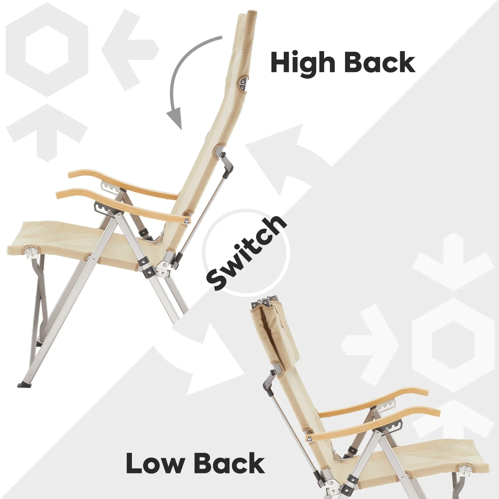 Ha1600 4 Positions Adjustable Camping Chairs for Outside | ICECO