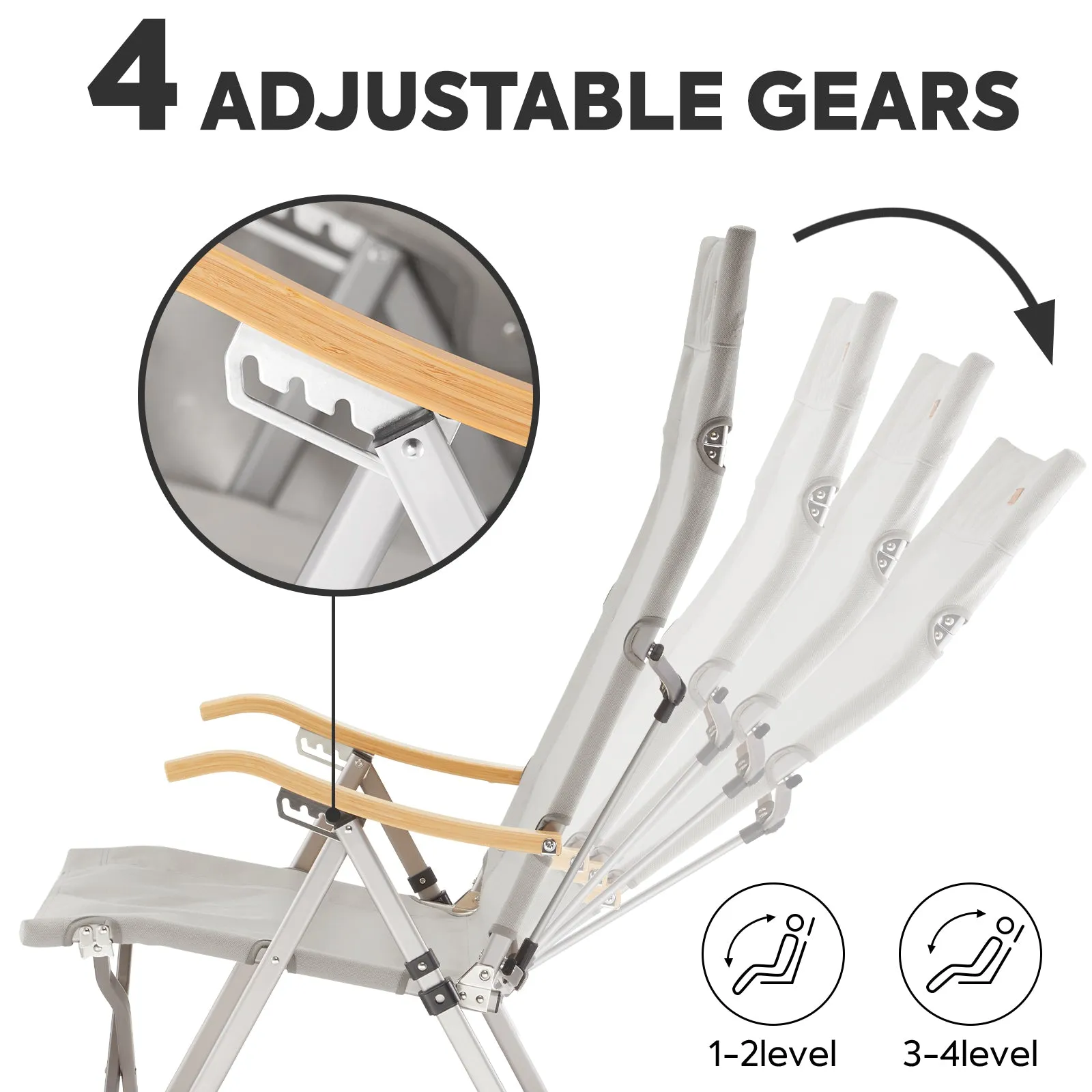 Ha1600 4 Positions Adjustable Camping Chairs for Outside | ICECO