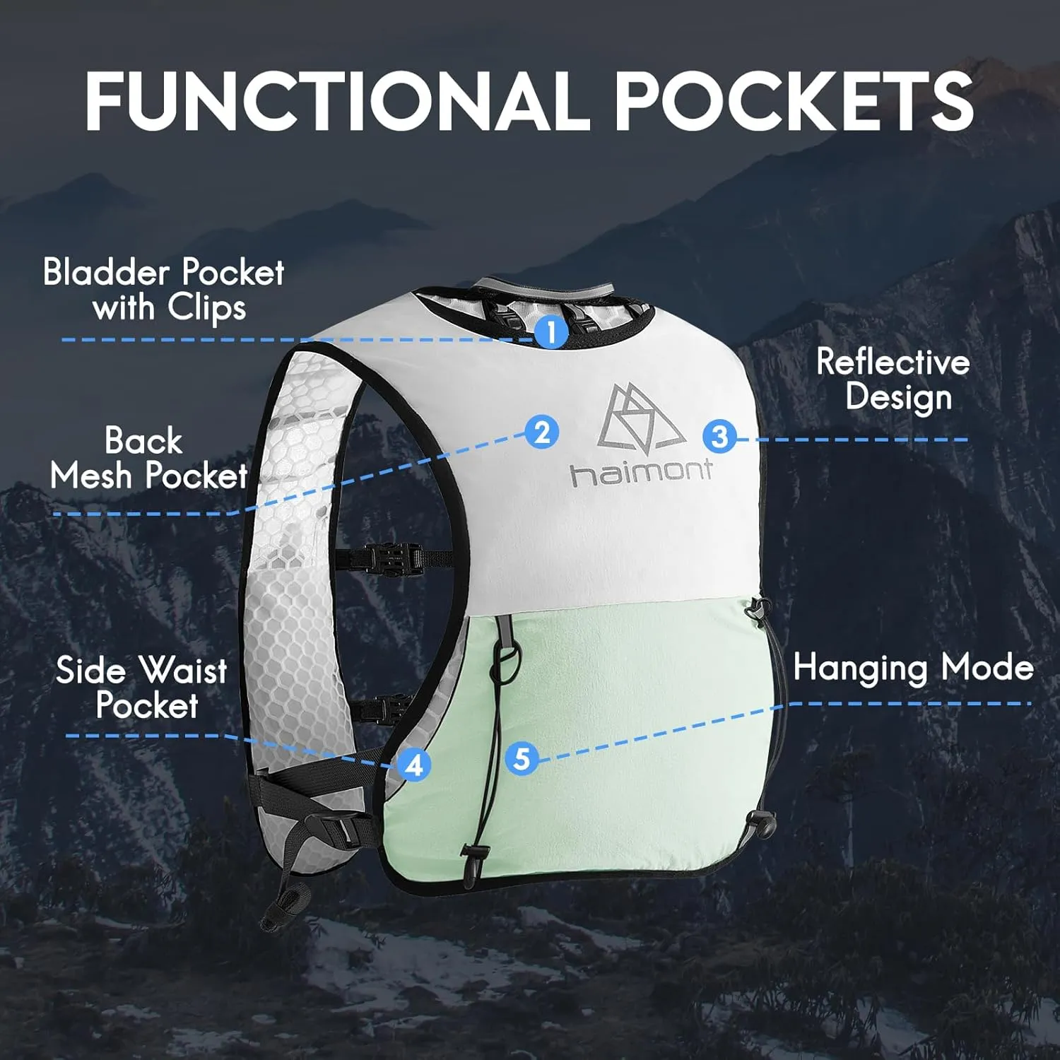Haimont Running Hydration Vest, 5L Lightweight Runner Vest Pack for Women Men, Trail Running
