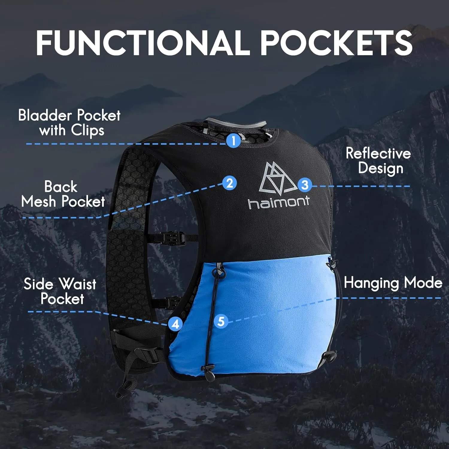 Haimont Running Hydration Vest, 5L Lightweight Runner Vest Pack for Women Men, Trail Running