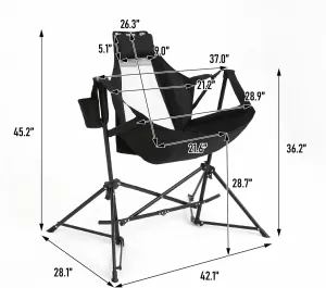 Hammock Camping Chair 2 Pack Portable Folding Rocking Chair with Pillow & Cup Holder, Adjustable Recliner for Outdoor Travel Lawn Backyard, Lightweight Aluminum Alloy Frame with Carry Bag (Grey)